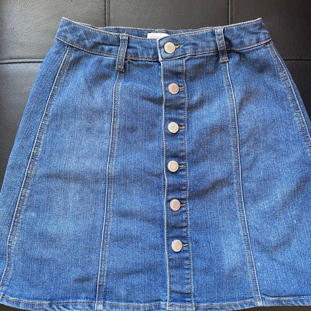 Denim Button-Front Skirt